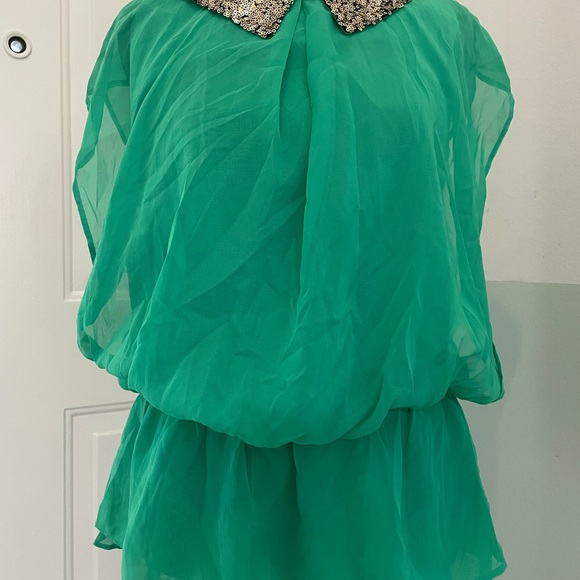 Vero Fashion green blouse with sequins size S - Picture 3 of 9